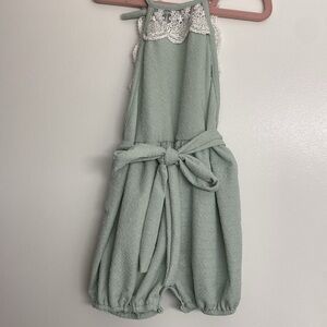 Bailey’s Blossoms Sage Green Lace Romper